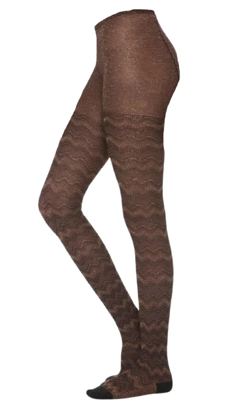 Midnight Madness Midnight Madness Metallic Shimmer Zigzag Tights