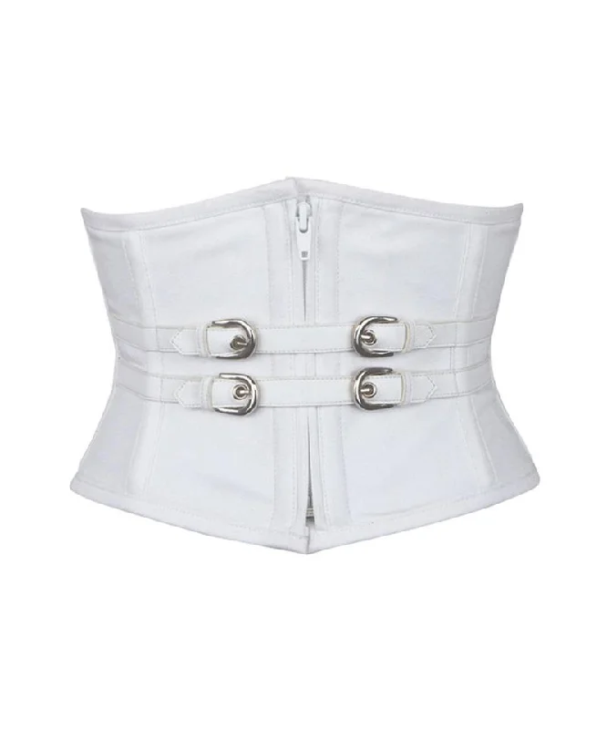 Aedrre White Waist Cincher Underbust Corset in 100% Cotton