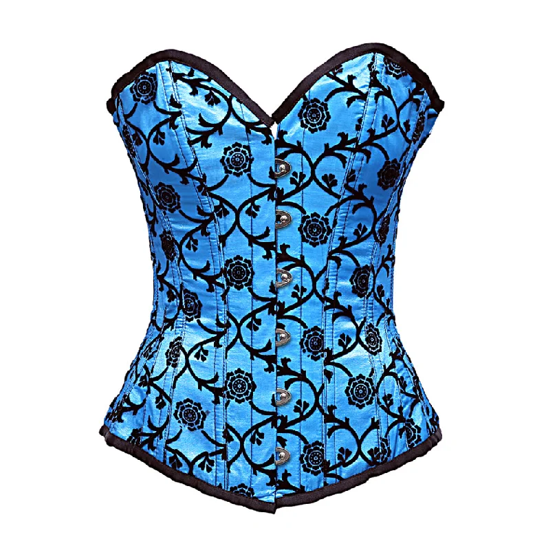 Alonso Turquosie Longline Corset In Tissue Flocking