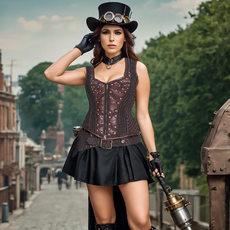 Alvinna Steampunk Overbust Corset with Shoulder Straps