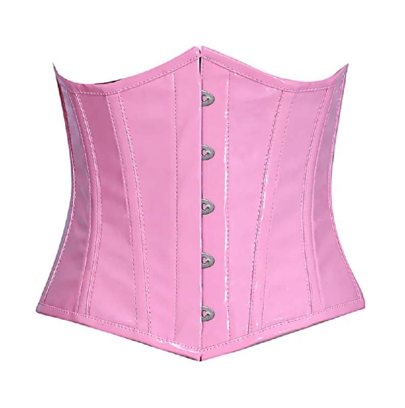 Arielle Pink PVC Steel Boned Underbust Corset