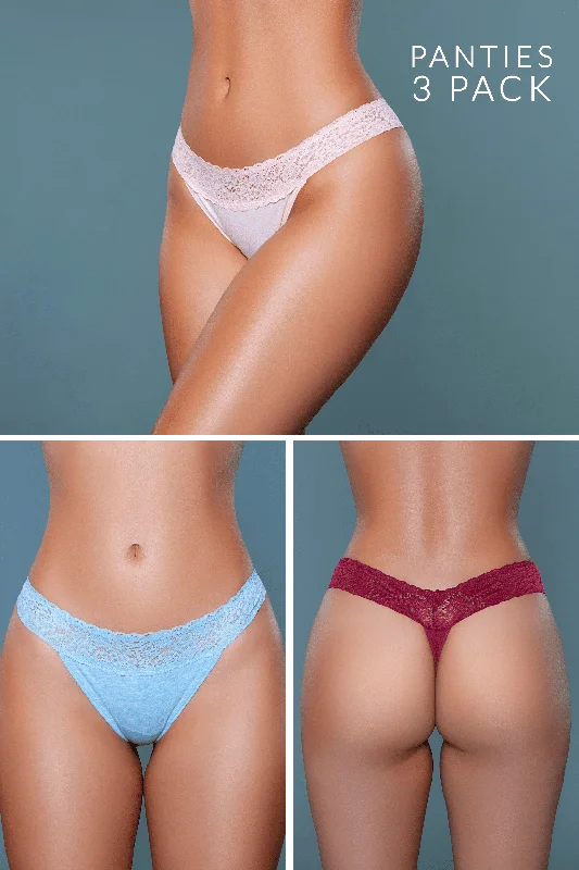 Asher Cotton Thong 3 Pack Panties