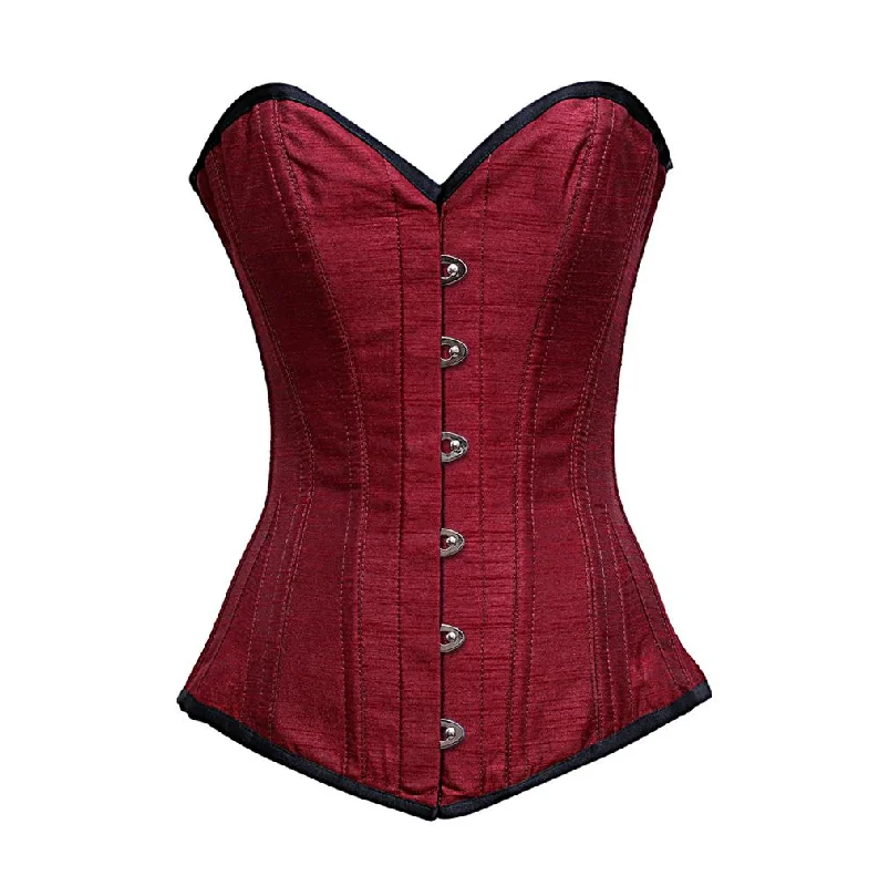 Ava Maroon dupion Longline Corset