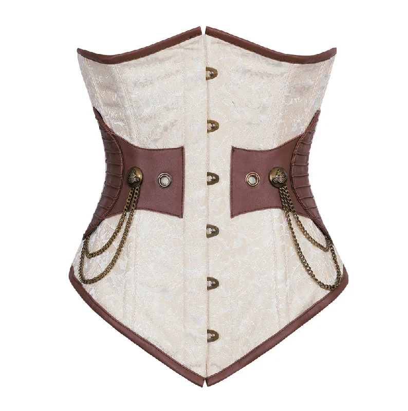 Barron Ivory Brocade Steampunk Underbust Corset