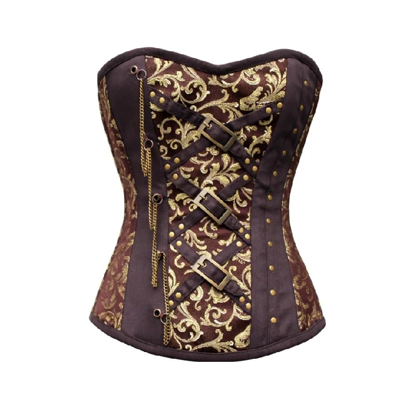 Bloncos Brown Brocade Steampunk Overbust Corset