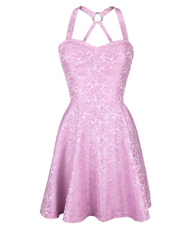 Cadel Pink Skater Corset Dress in Brocade