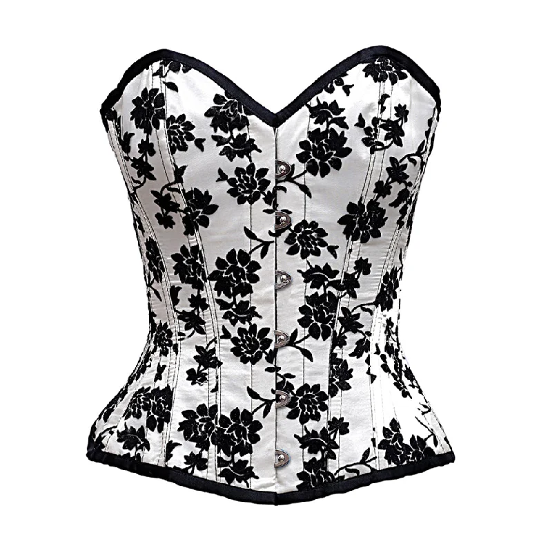 Denezel  White Overbust Corset In Tissue Flocking