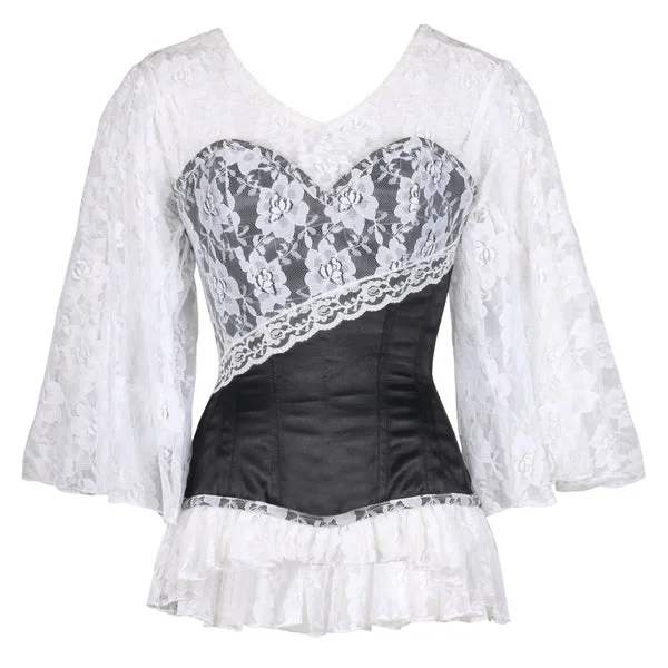 Dominic Laced Cloud Black Overbust Corset