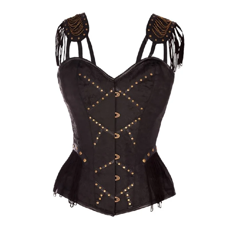 Ethan Black Brocade Corset with Shoulder Straps