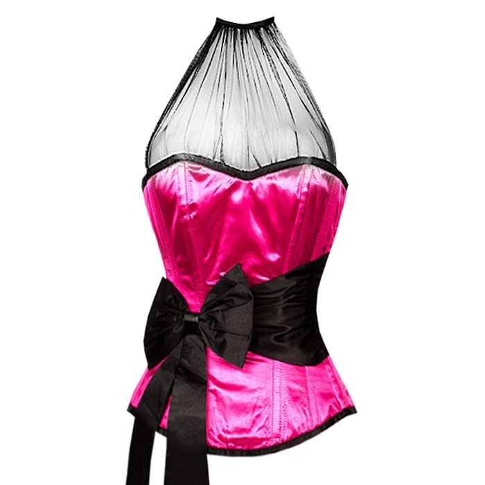 Fedrico Magenta Prom Corset With Black Sash Bow