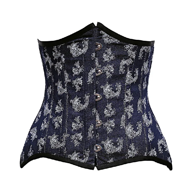 Fury Floral Print On Denim Underbust Curvy Corset