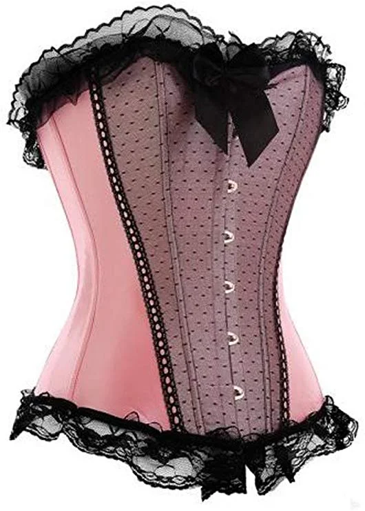 Gerogina Baby Pink Satin Overbust Corset Lace