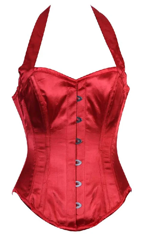 HALTER NECK RED SATIN