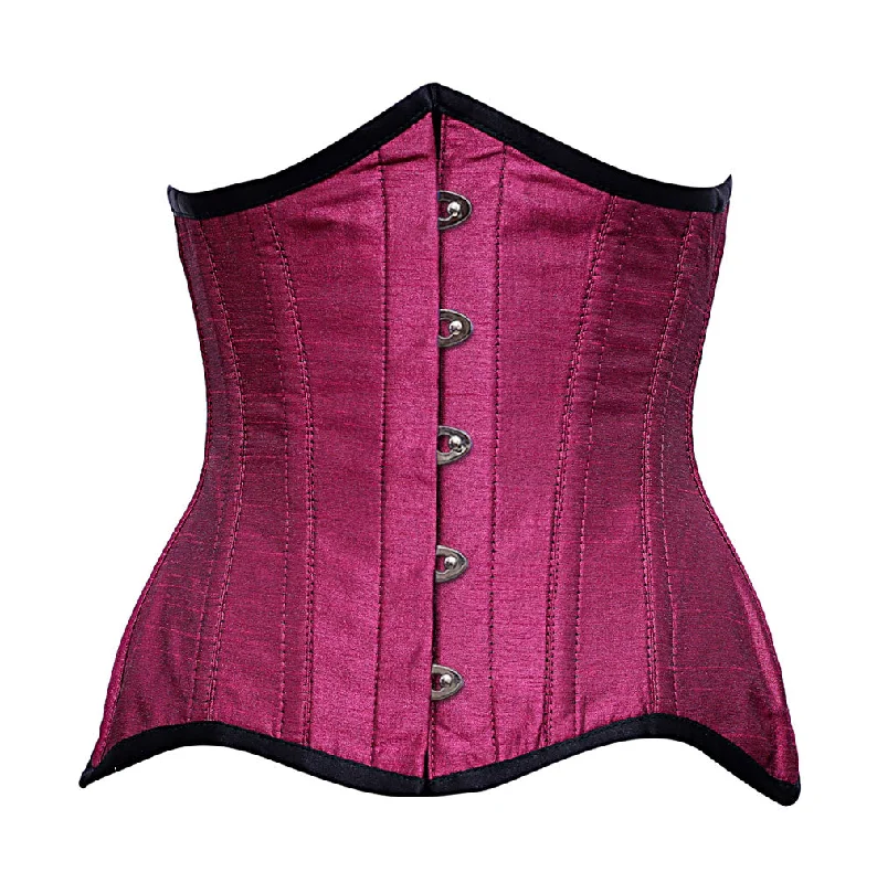 Hilly Steel Boned Magenta Dupion Curvy Corset