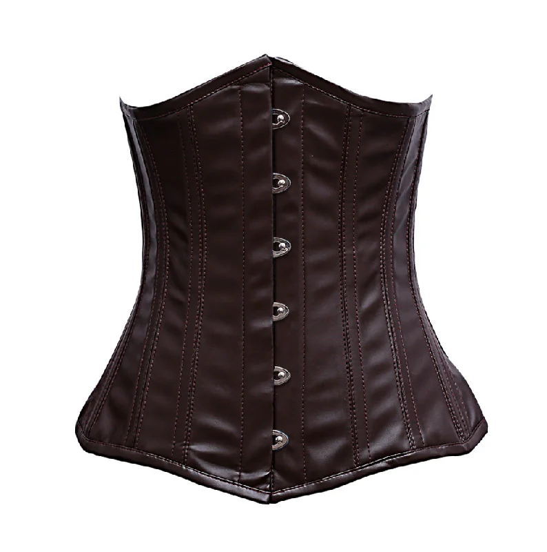 Katharina Steel Boned Brown Sheep Nappa Leather Corset