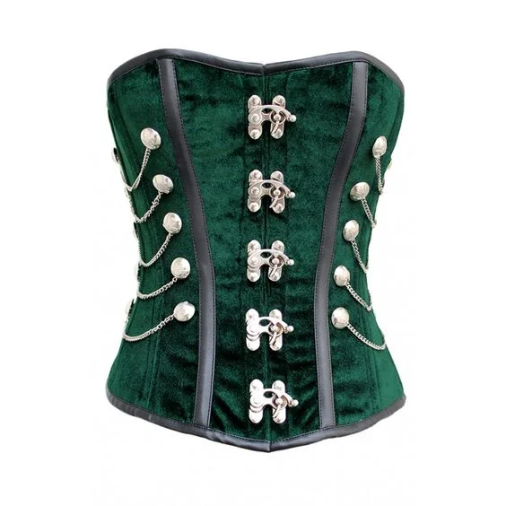 Keenu Green Velvet Overbust Corset