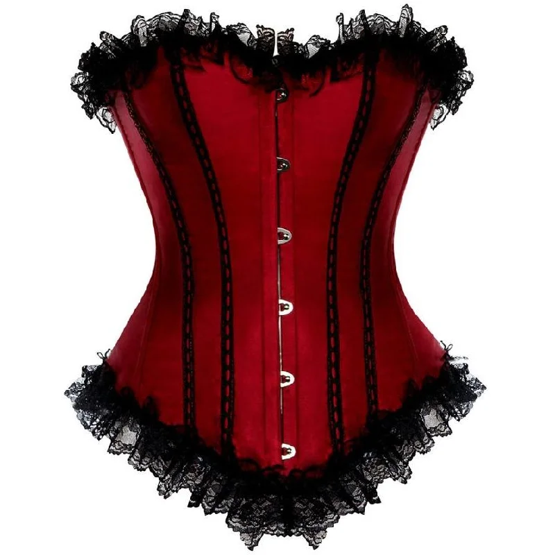 Lasile Maroon Satin Overbust Corset