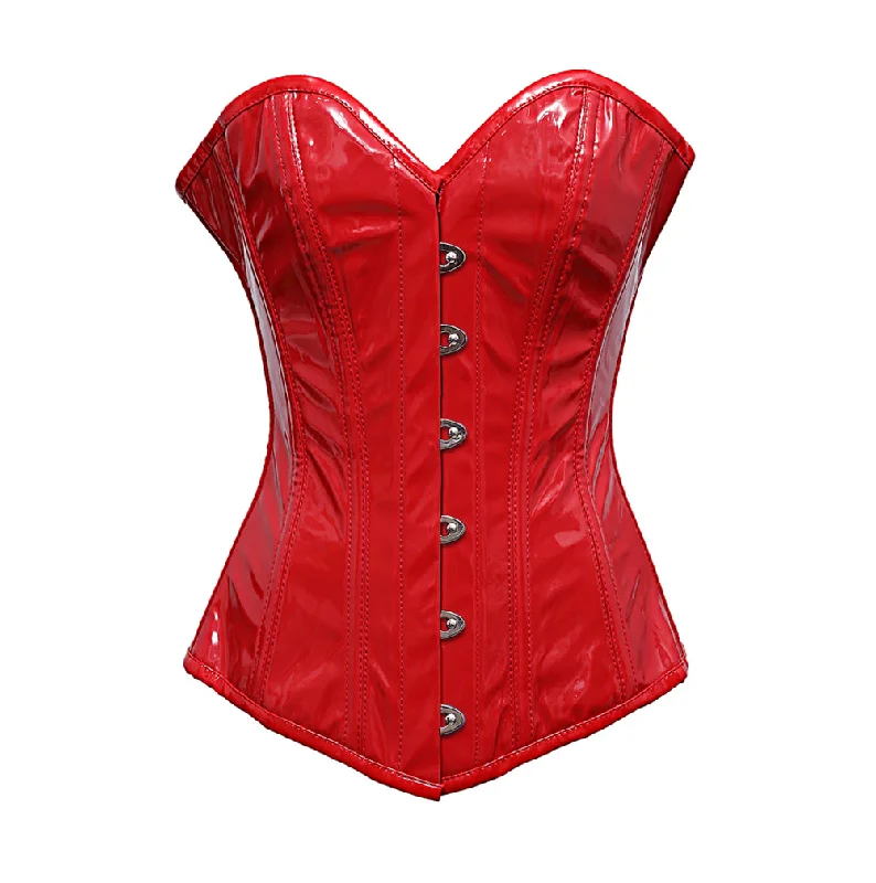 Lendal Steel Boned Longline Corset In Red Pvc