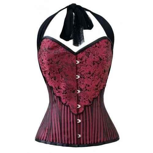 Longstaff Red Stripe Brocade Shoulder Strap Overbust Corset