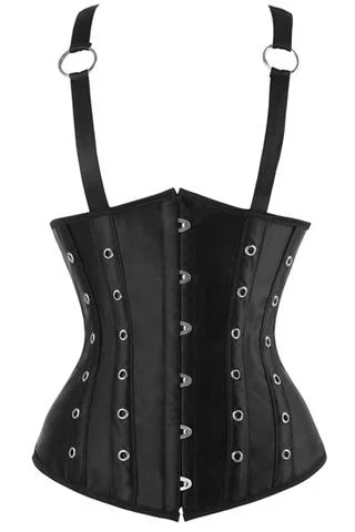 Modric Black Satin Steam Grommets Underbust Corset