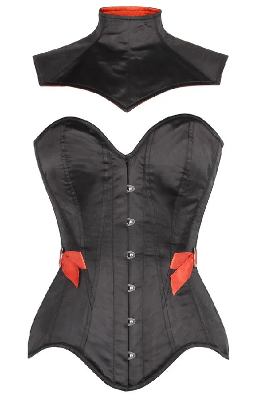 Odion Black Satin Corset With Gothic Shrug