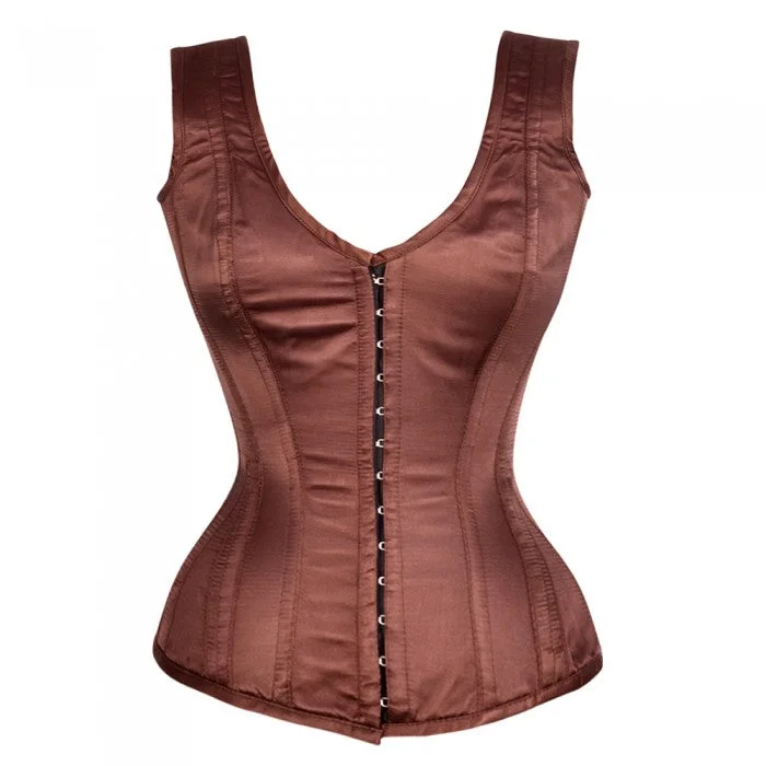 Oscar  Satin Shoulder Straps Overbust Steel Boned Corset