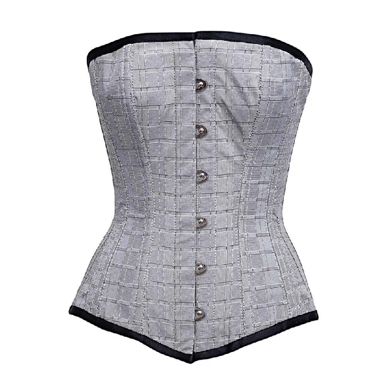 Penelope Silver dupion Overbust Corset