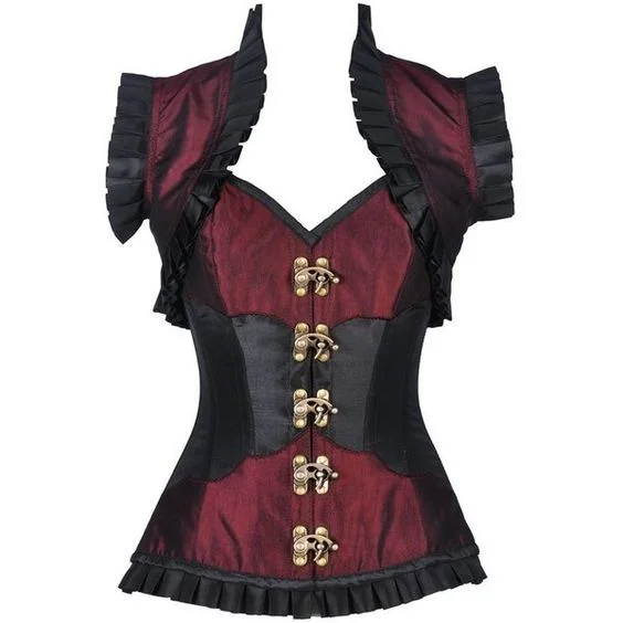 Persie Burgundy Steampunk Corset With Jacket