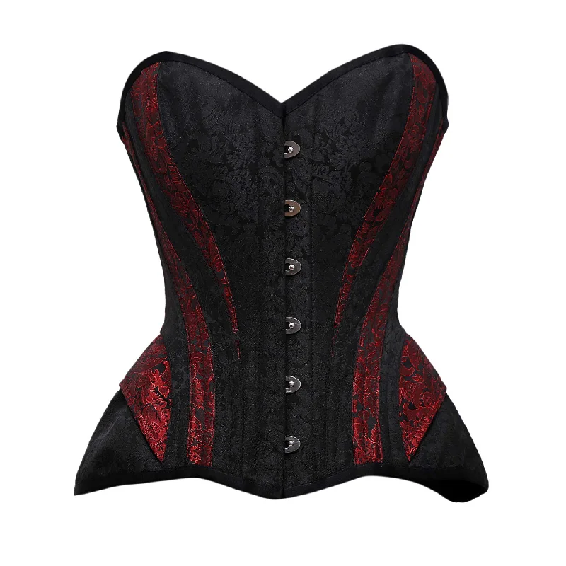 Robson Red & Black Brocade Steel Boned Overbust Corset