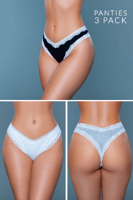 Sam Cotton Jersey Thong 3 Pack Panties