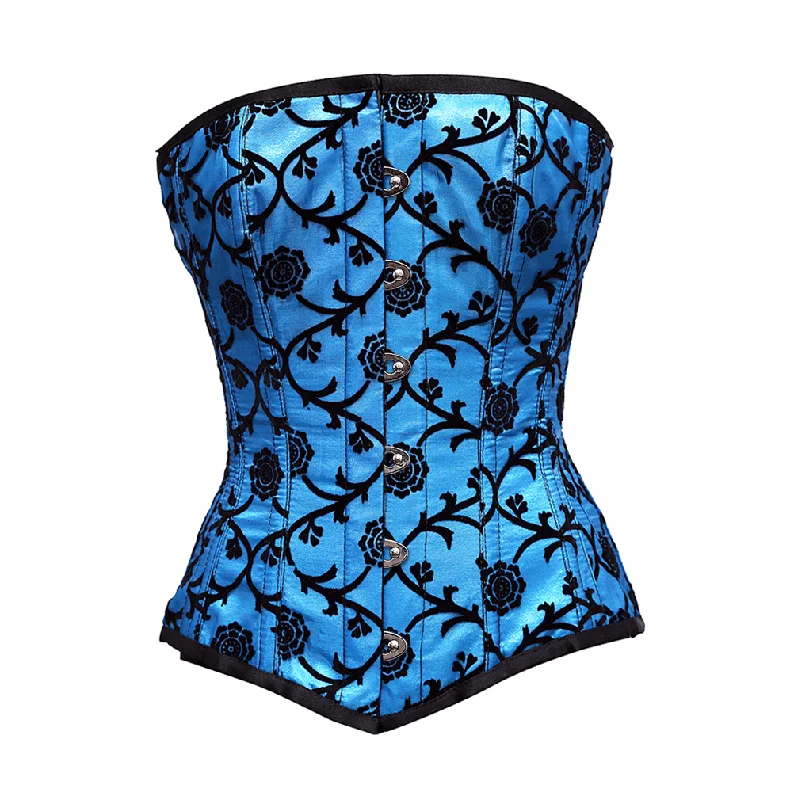 Satara Turquoise Overbust Corset With Tissue Flocking