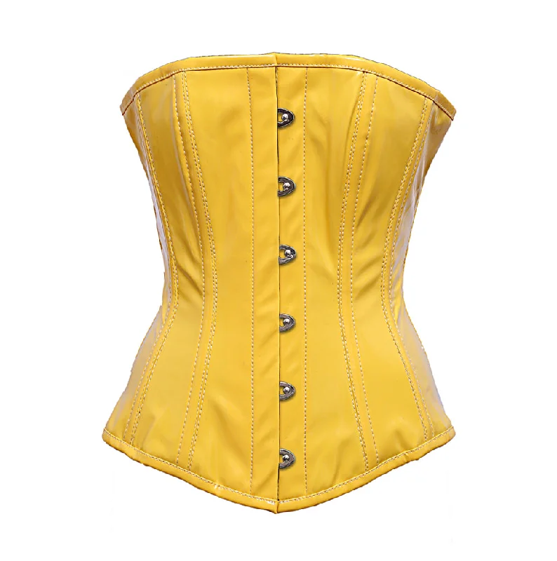 Saun Yellow PVC Steel Boned Overbust Corset