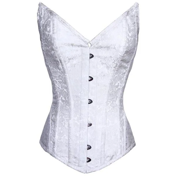 Southe White Brocade Overbust Corset