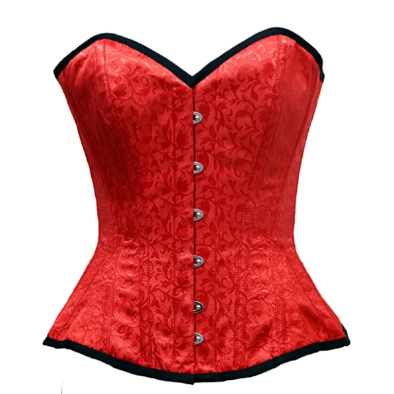 Tickner Red Satin Brocade Overbust Corset