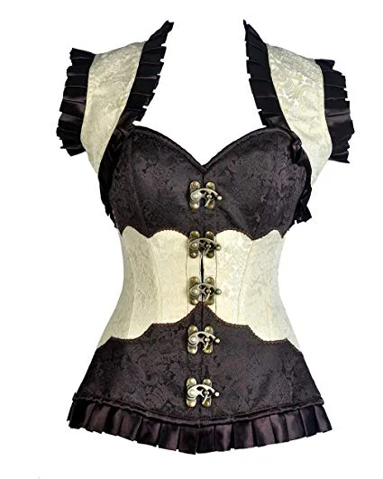 Venice Ivory and Brown Brocade Corset and Jacket