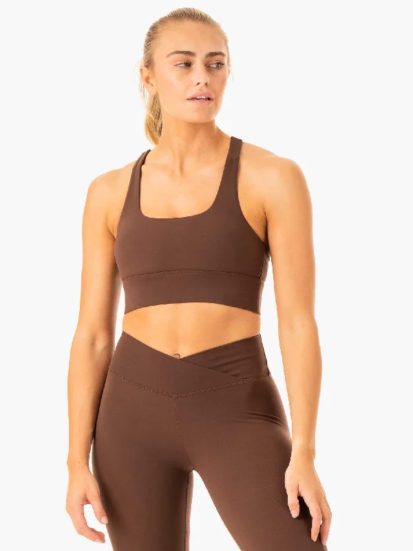 Flow Square Neck Sports Bra - Chocolate