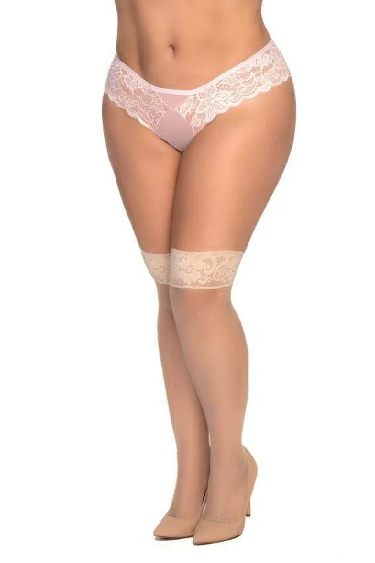 Nude Thigh-high Mesh & Lace Lingerie Stockings (Plus Size)