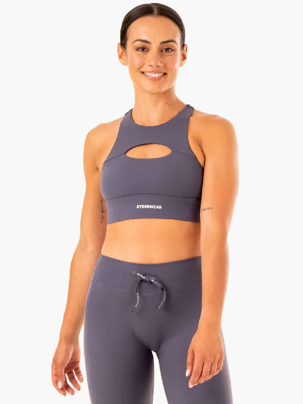 Replay Cut Out Sports Bra - Charcoal