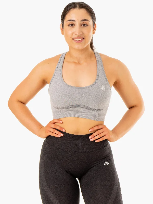 Sculpt Seamless Racer Back Sports Bra - Grey Marl