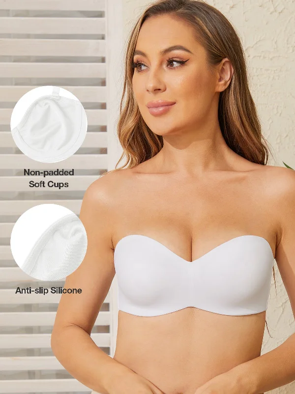 Strapless Unlined Underwire Multiway Bra Seamless Bra White