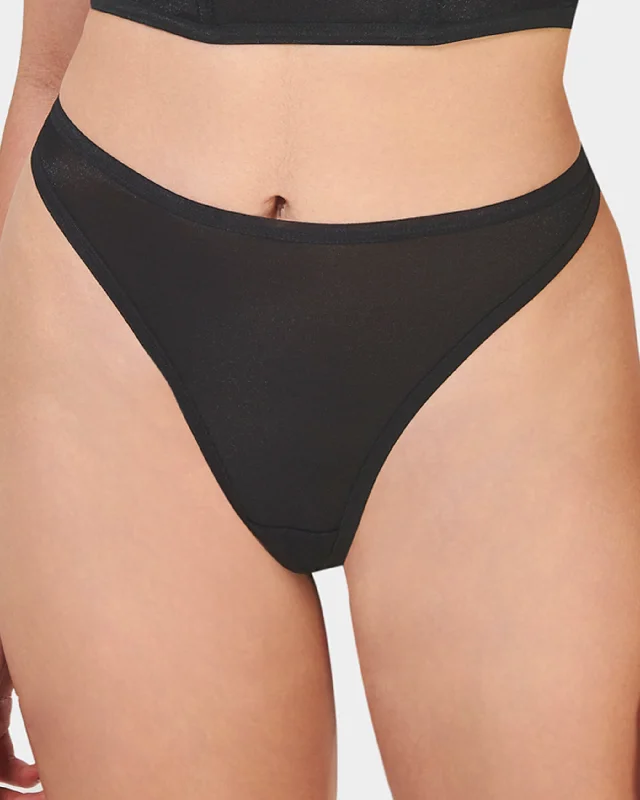 Thena High-Waist Thong Black