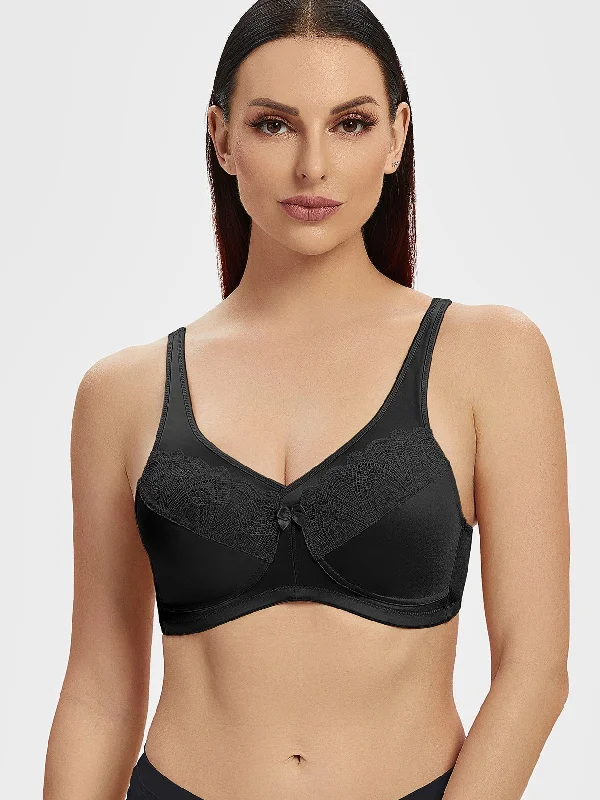 Full Coverage Comfortable Decompression Wirefree Bra Plus Size Black